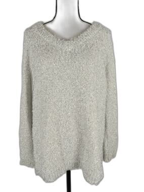 Women's Lou & Grey Eyelash Knit Sweater, Ivory/Silver, Size Small